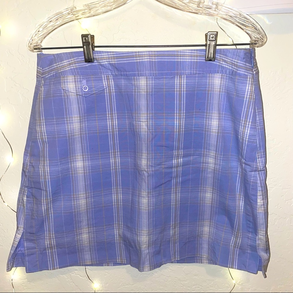 IZOD Stretch Pastel Purple Plaid Golf Skirt